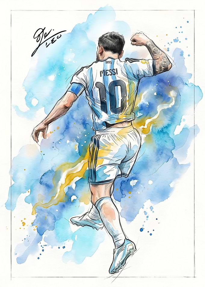 Lionel Messi Argentina Watercolor Art