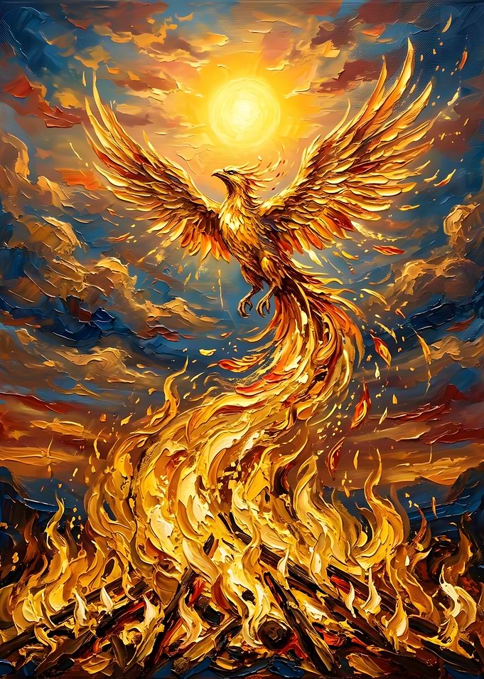 Majestic Phoenix Rising from Fire