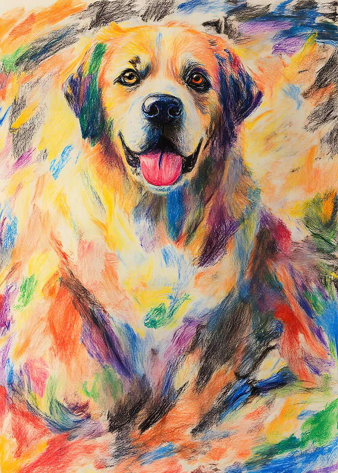 Colorful Abstract Golden Retriever Portrait