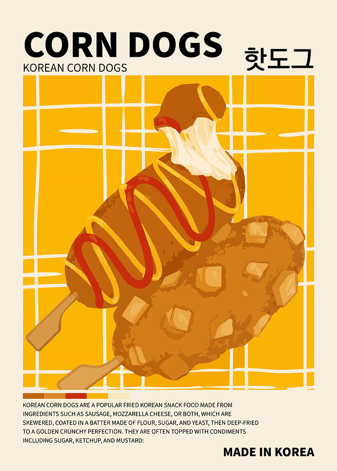 Korean Corn Dogs Poster – Crispy Street Food Wall Art