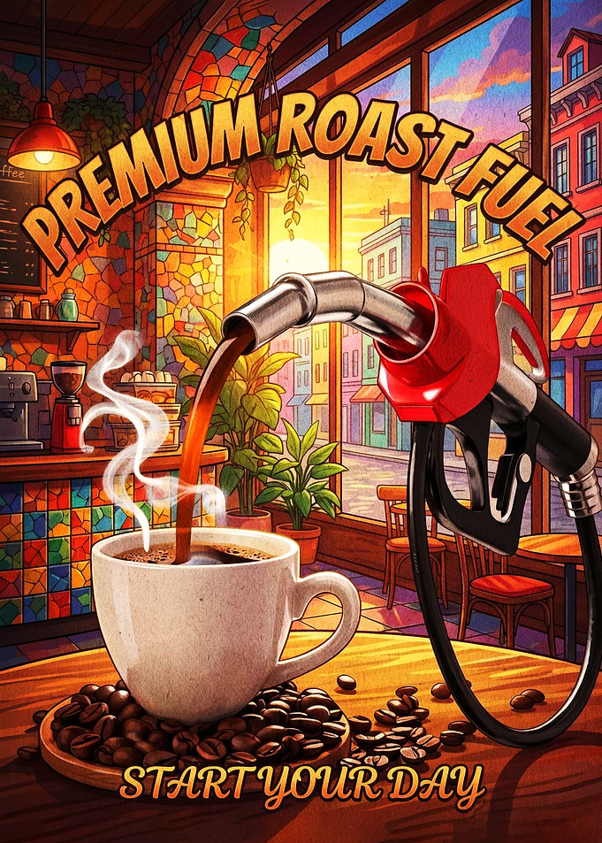 Premium Roast Fuel Coffee Poster