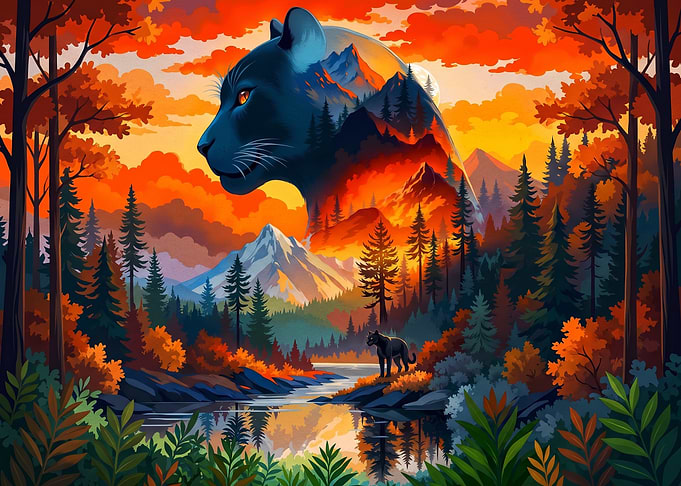 Double Exposure Panther Mountain Landscape