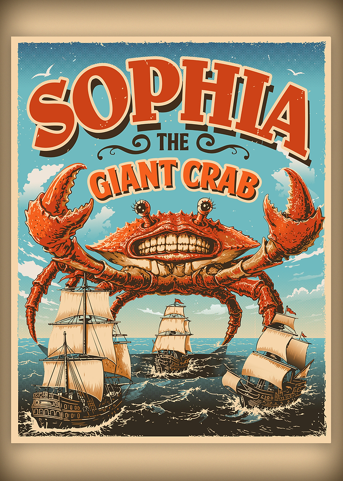 Sophia the Giant Crab Vintage Poster