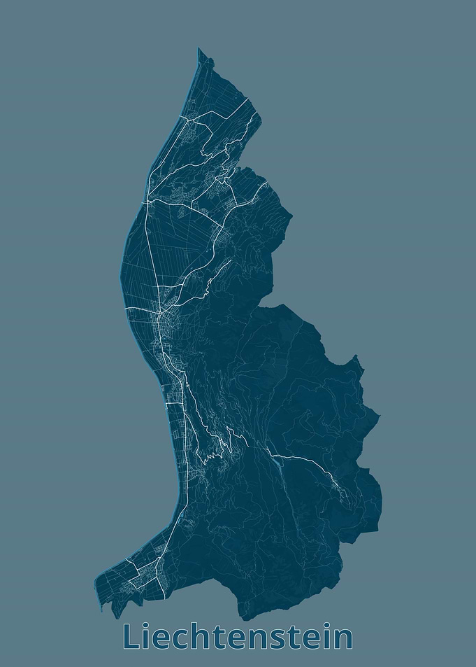 Minimalist Map of Liechtenstein
