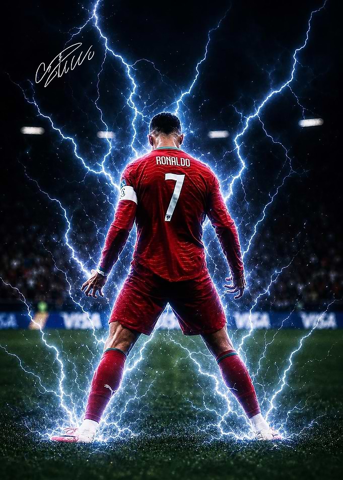 Cristiano Ronaldo Electric Soccer Poster