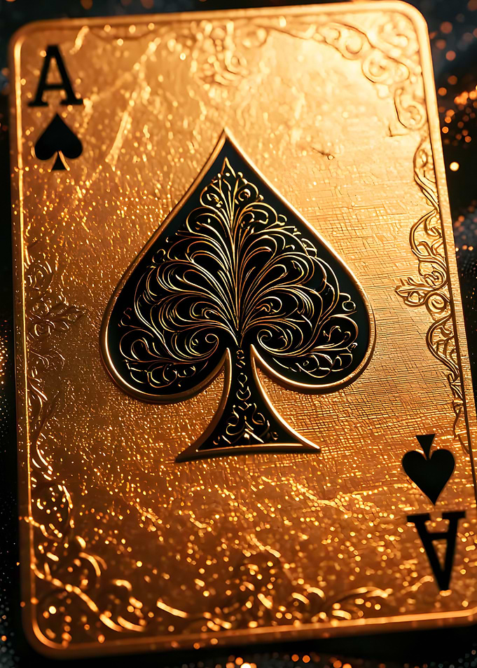 Luxurious Golden Ace of Spades Card