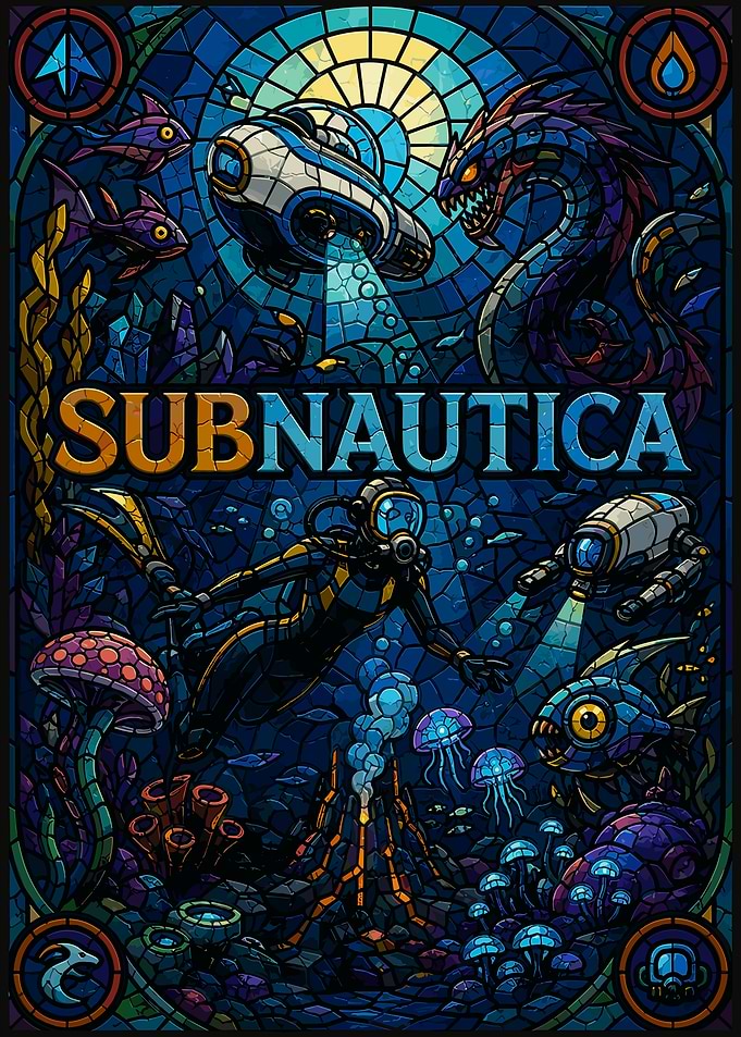 Subnautica Stained Glass Style Poster