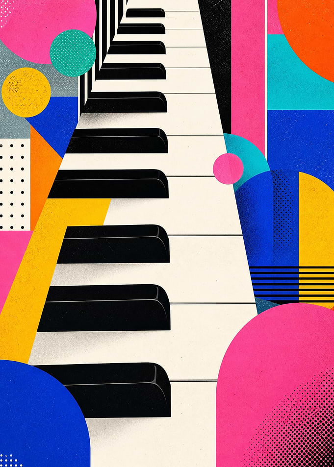 Abstract Piano Keys Pop Art