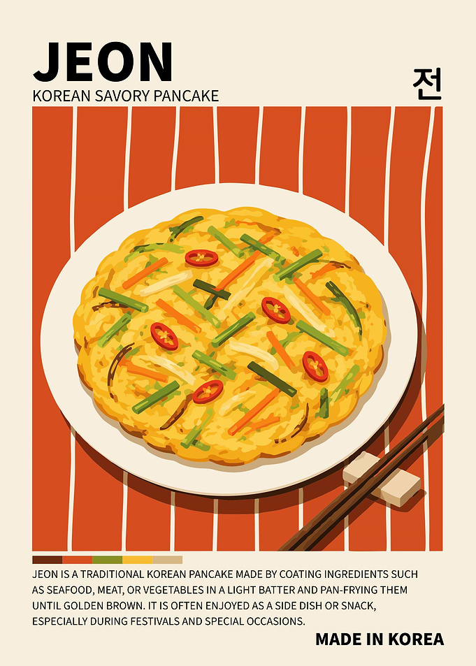 Jeon Poster β Korean Savory Pancake Kitchen Wall Art