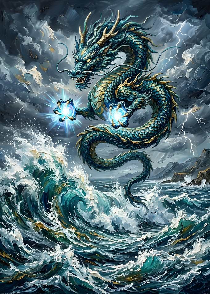 Storm Dragon Over Turbulent Ocean