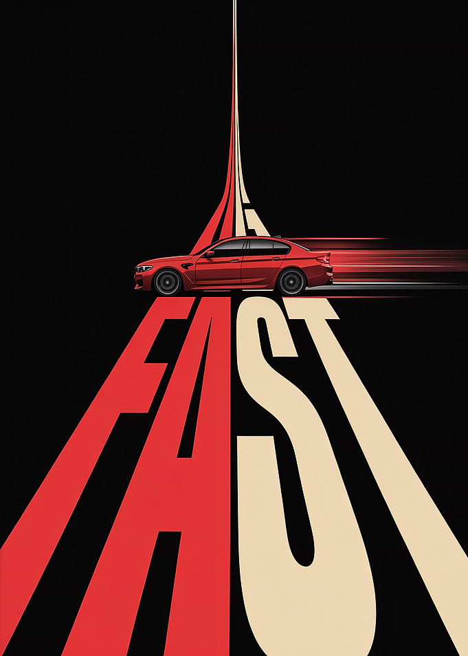 BMW M5 Fast Typography Poster