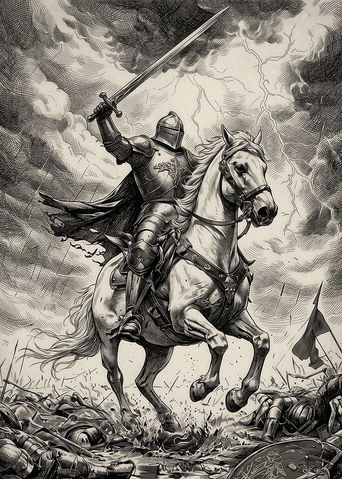 Knight on Horseback in Battle
