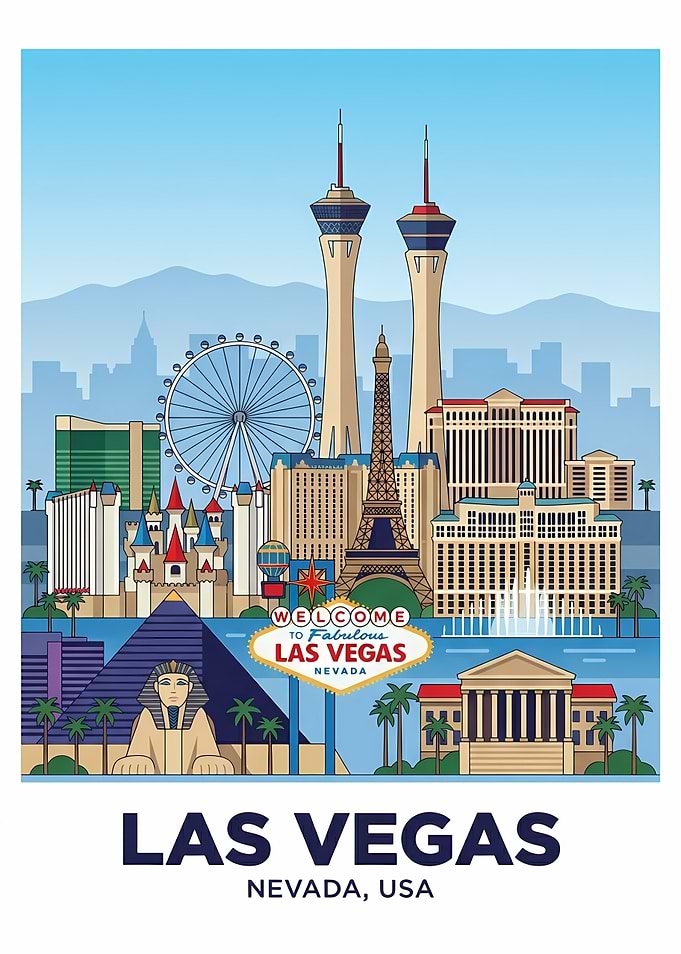Las Vegas Skyline Travel Poster