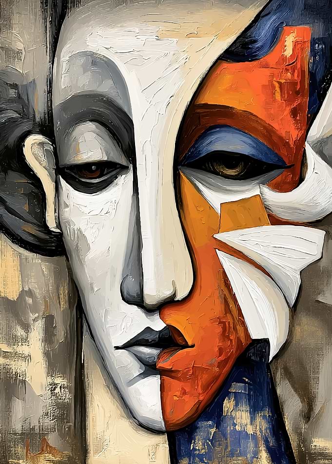 Abstract Cubist Portrait Painting
