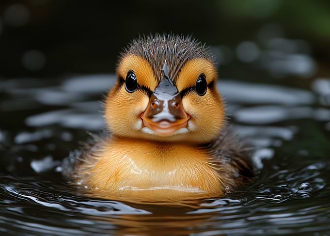 Adorable Baby Duckling Swimming