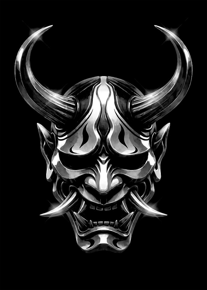 Metallic Chrome Hannya Demon Mask