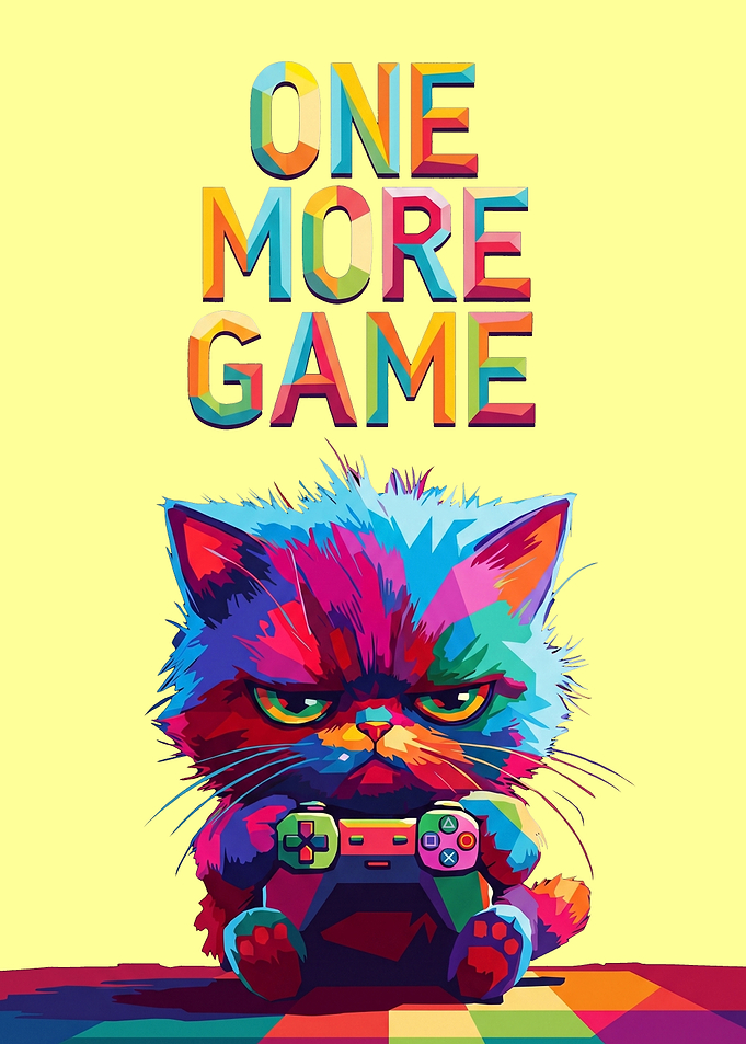 One More Game Gaming Cat