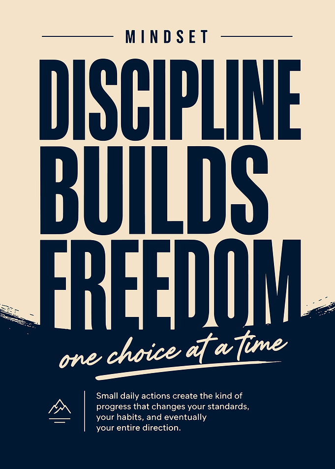 Mindset Discipline Builds Freedom Motivational Poster | Minimalist Typography Wall Art