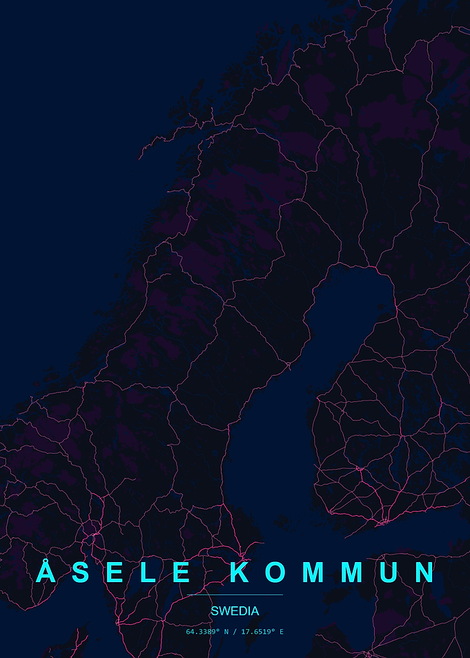 Åsele Kommun Sweden Map Poster