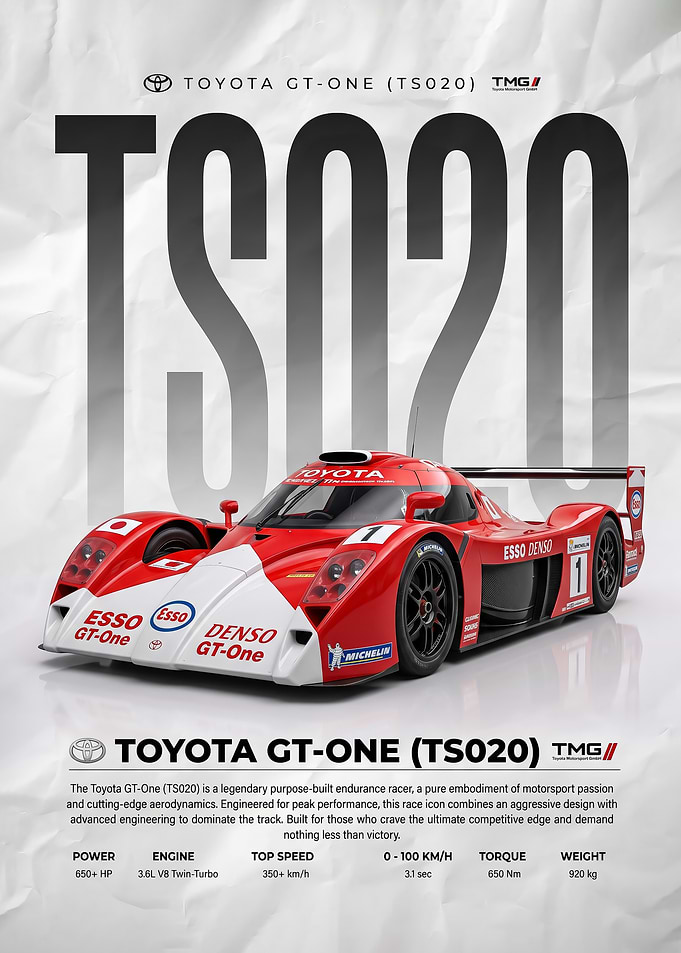 sleek race Toyota GT-One TS020 car Poster