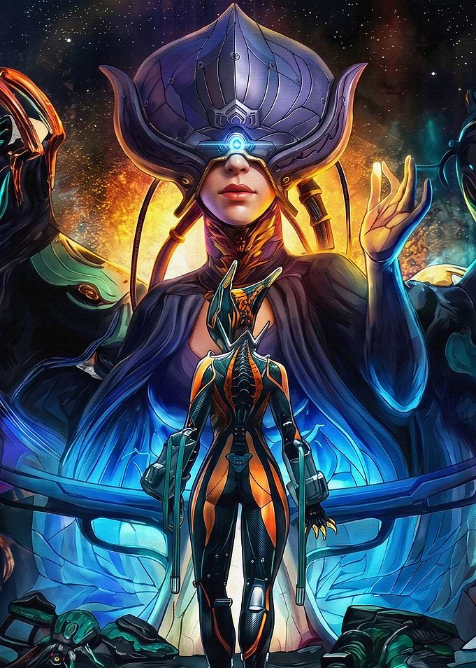 Warframe Lotus and Tenno Artwork