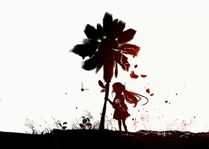 Anime Girl Standing Under Giant Flower