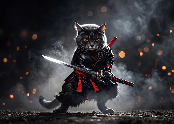 Fierce Ninja Cat Warrior
