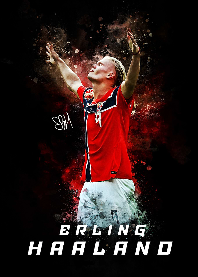 Erling Haaland Norway Soccer Poster