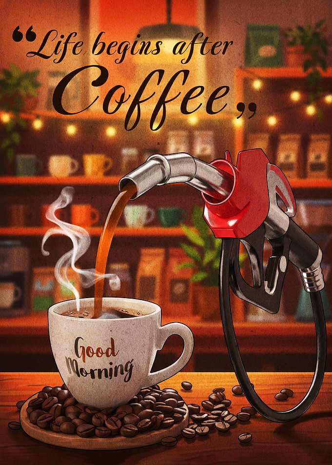 Life Begins After Coffee Gas Pump