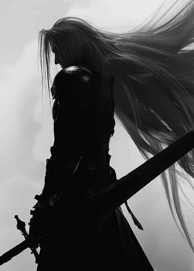 Sephiroth Silhouette with Long Hair