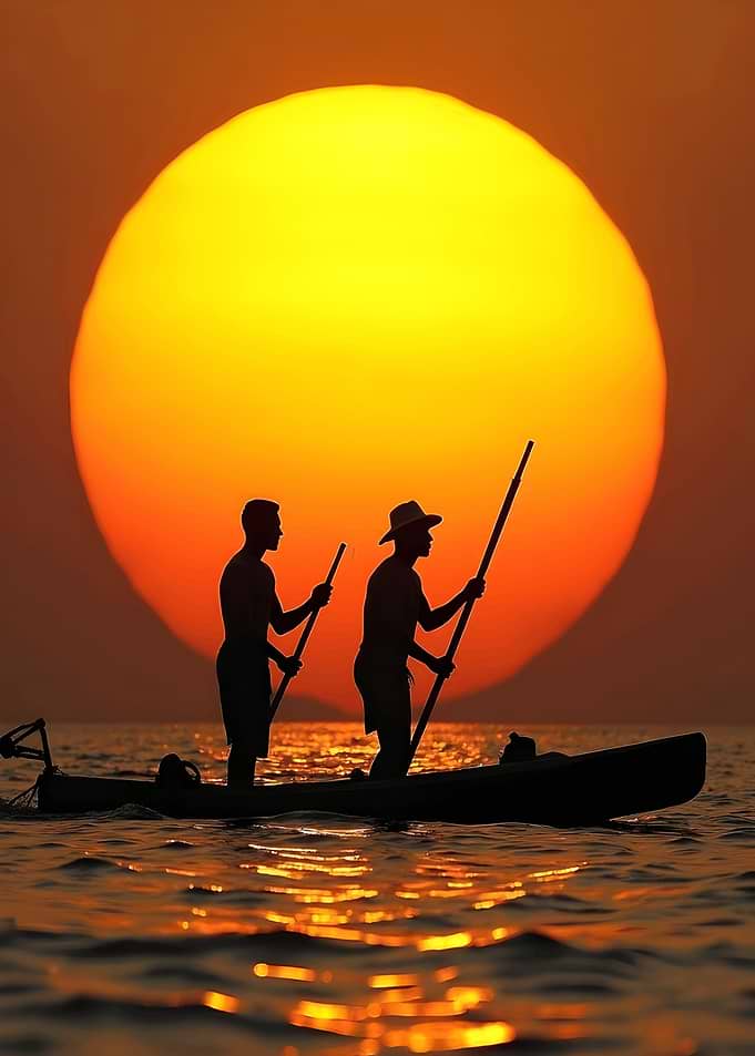 Fishermen Silhouettes at Sunset