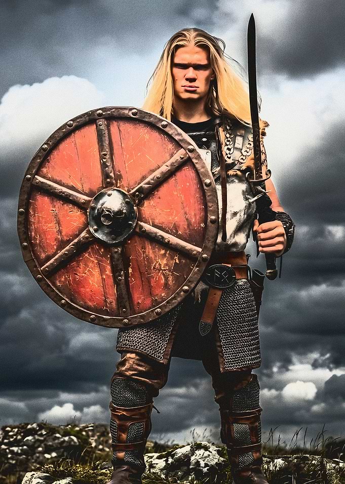 haaland Viking Warrior with Shield and Sword