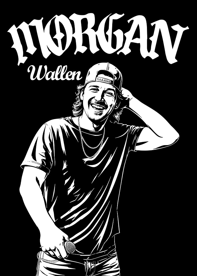 Morgan Wallen Black and White Portrait