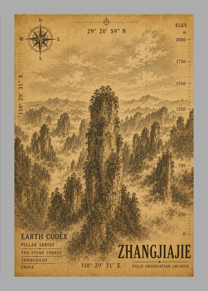 Zhangjiajie China Field Observation Archive Poster