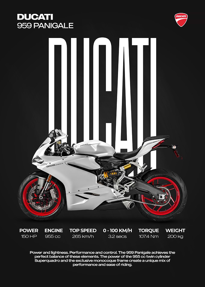 Ducati 959 Panigale Motorcycle Poster