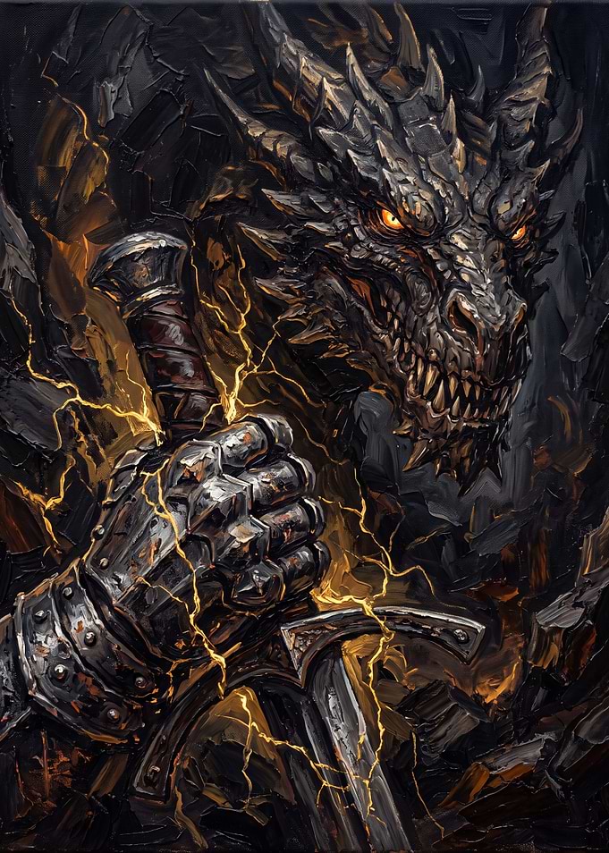 Dragon and Knight Sword Fantasy Art