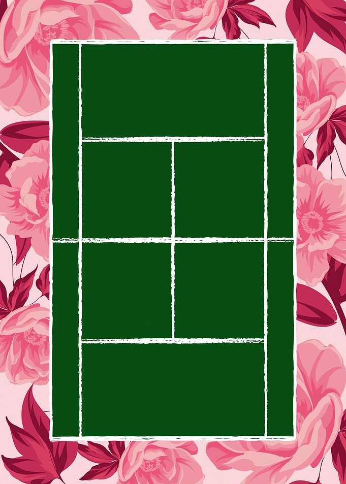Tennis Court with Floral Border
