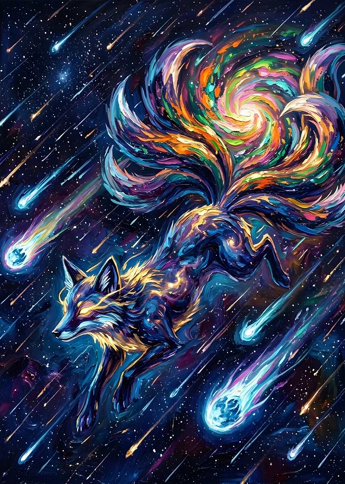 Cosmic Nine-Tailed Fox in Space