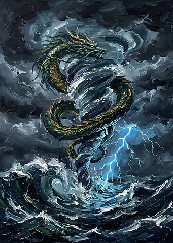 Storm Dragon Rising from Ocean