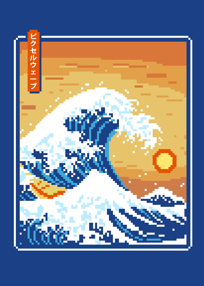 Pixel Art Great Wave Sunset