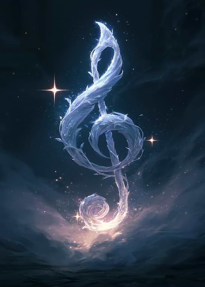 Ethereal Glowing Treble Clef