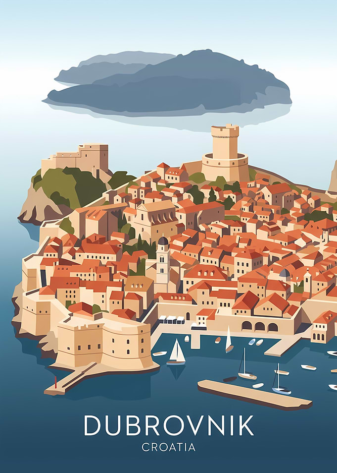 Dubrovnik Croatia Travel Poster