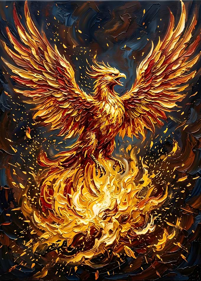 Majestic Rising Phoenix Oil Painting