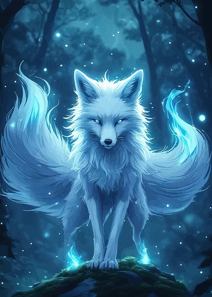 Mystical Nine-Tailed Blue Fox