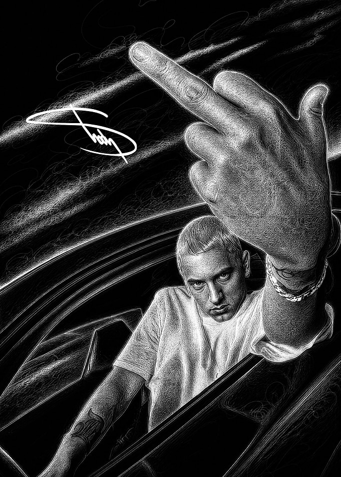 Eminem Middle Finger Sketch Art