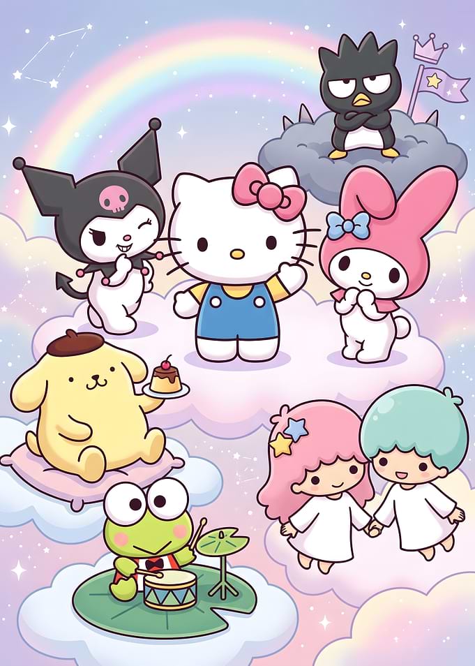 Sanrio Friends Cloud Party Illustration