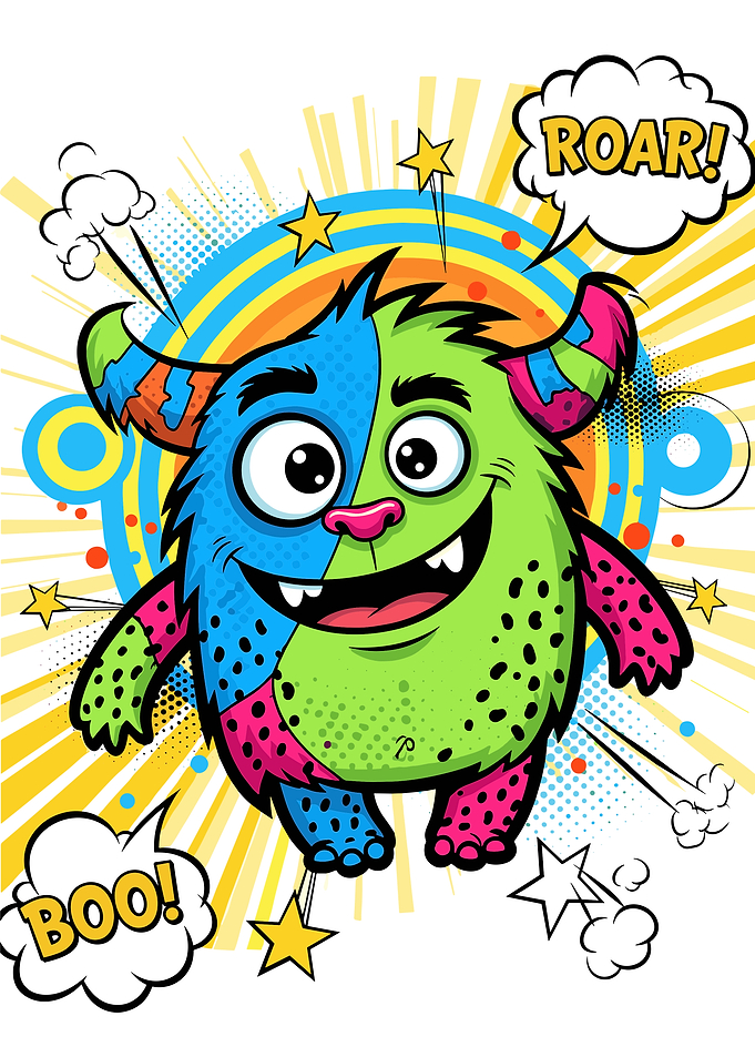 Colorful Pop Art Monster Illustration