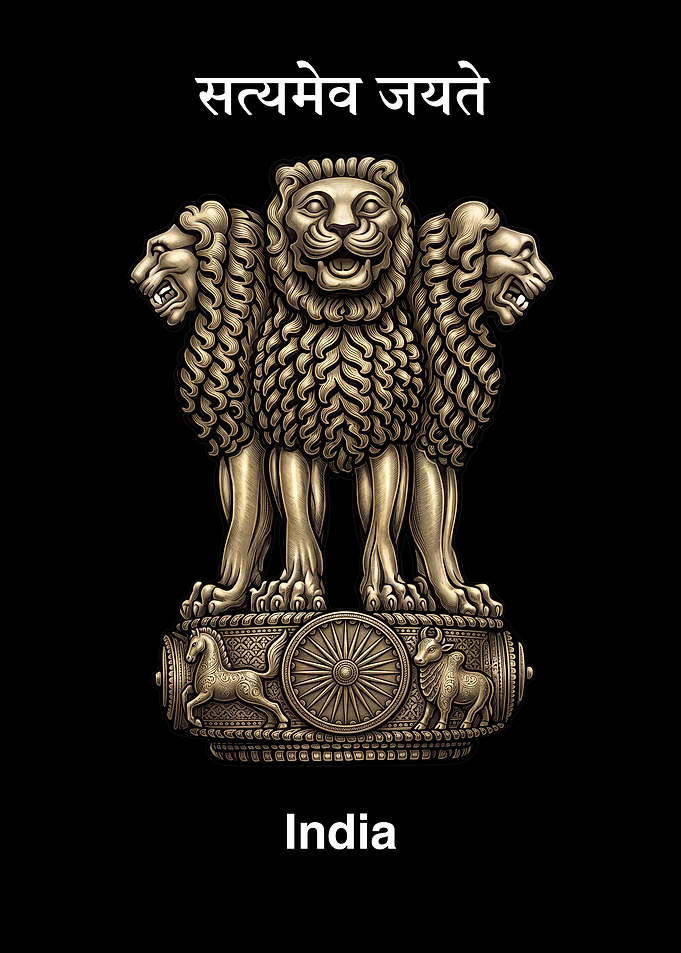 Emblem of India with Text