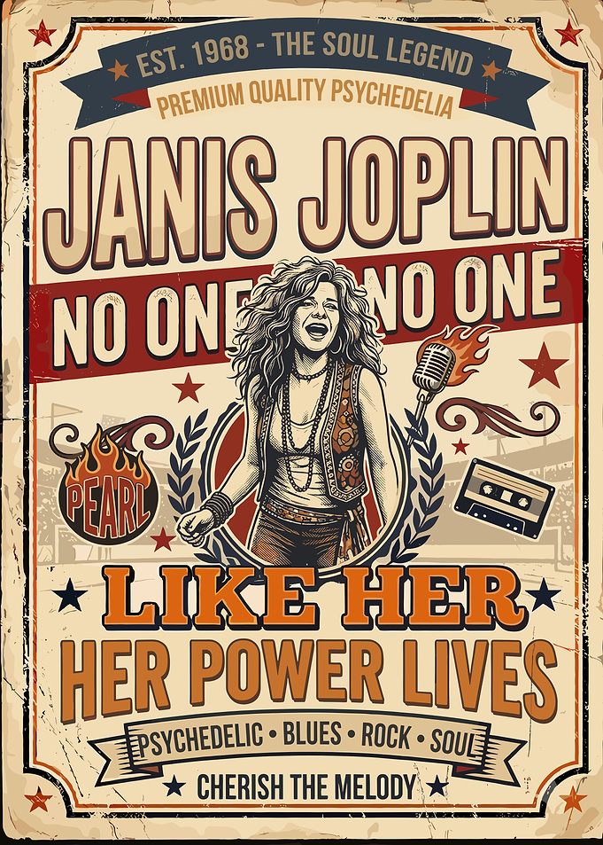 Janis Joplin Vintage Music Poster