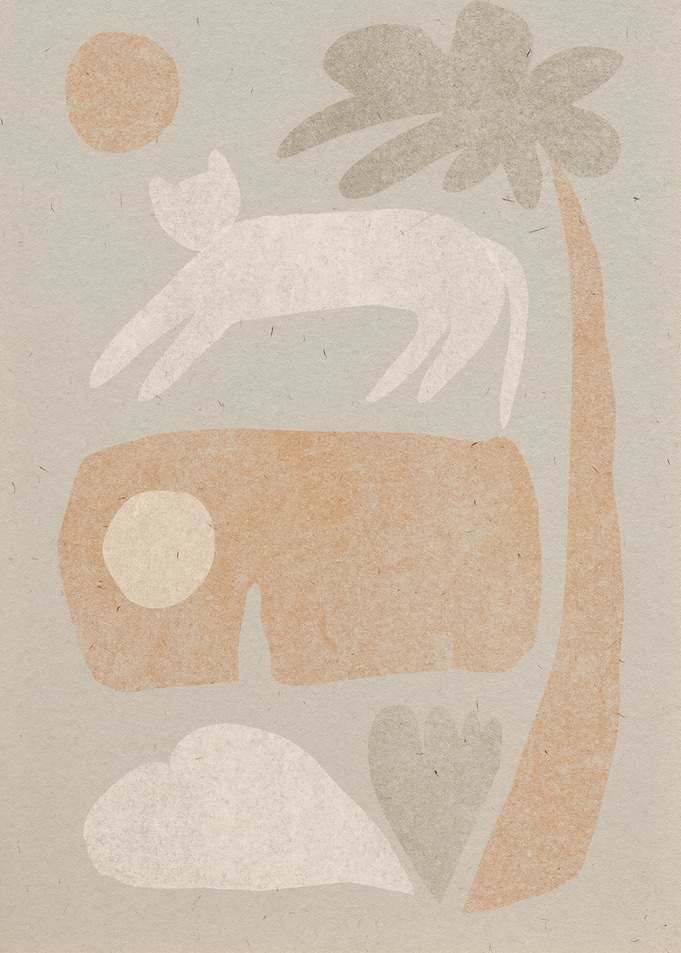 Minimalist Cat and Palm Tree Art